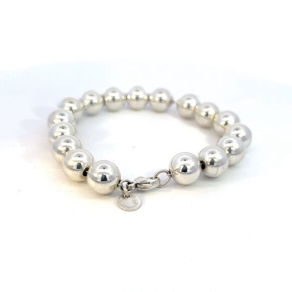 Tiffany & Co Estate 10 mm Ball Bracelet Size 7.5" Sterling Silver TIF590 - Picture 5 of 5